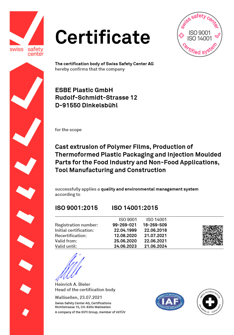 ISO 9001 2015 Zertifikat Englisch Vorschau